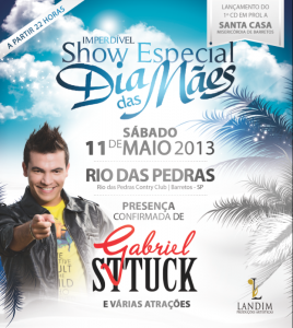 Gabriel Sttuck fará show em homenagem ao dia das mães em Barretos