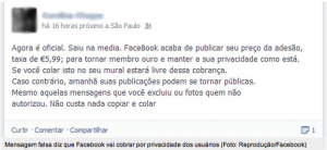 Post falso alerta que Facebook pode cobrar por privacidade