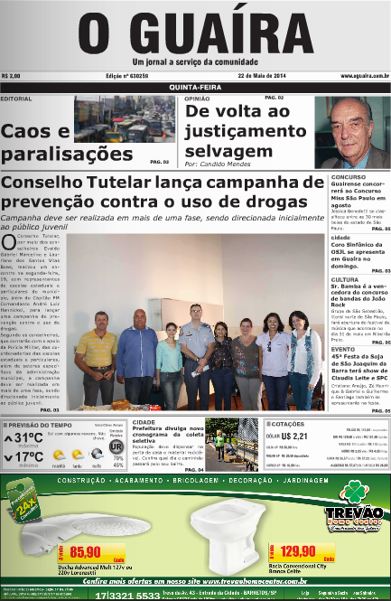 capa jornal o guaira 22 de maio de 2014