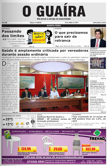 CAPA DO DIA JORNAL O GUAIRA EDICAO DE 26 DE JUNHO DE 2014