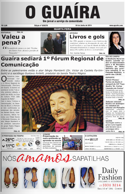 CAPA JORNAL O GUAIRA 04 DE JUNHO DE 2014