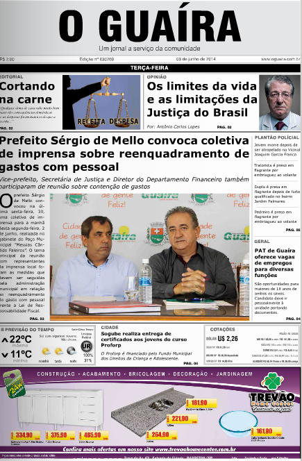 capa jornal o guaira 3 de junho de 2014