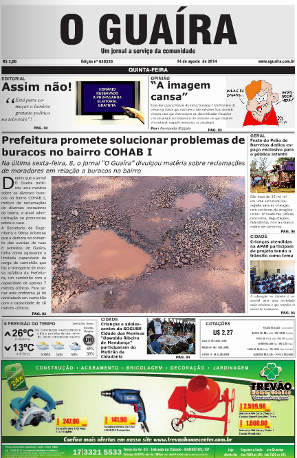 CAPA JORNAL O GUAIRA EDICAO DE 14 DE AGOSTO DE 2014