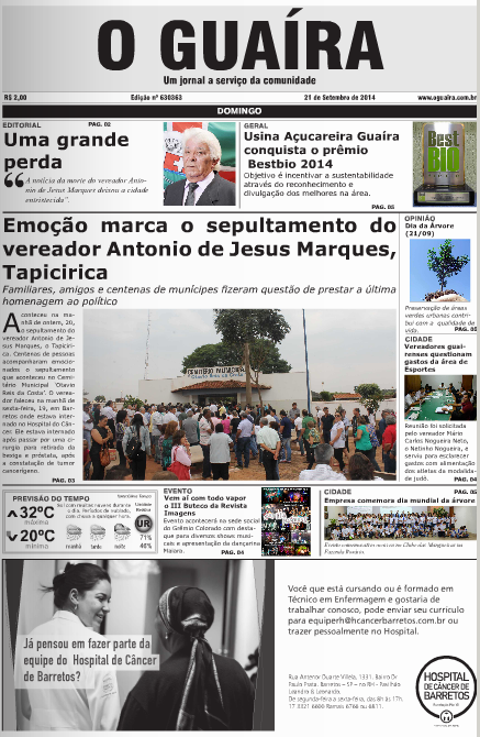 CAPA JORNAL O GUAIRA EDICAO DE 27 DE SETEMBRO DE 2014