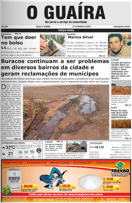 CAPA JORNAL O GUAIRA EDICAO DE 21 DE OUTUBRO DE 2014