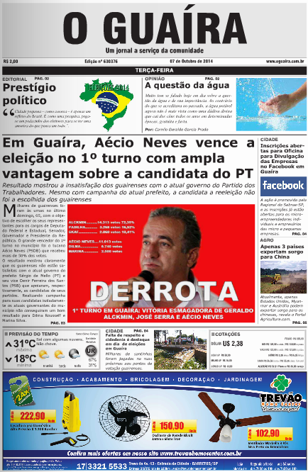 CAPA JORNAL O GUAIRA EDICAO DE 7 DE OUTUBRO DE 2014