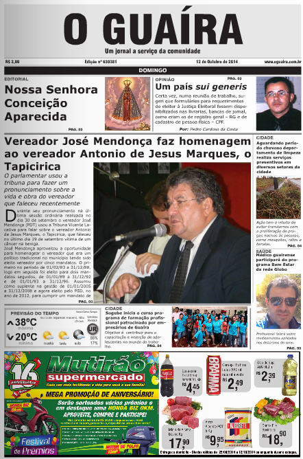 JORNAL O GUAIRA EDICAO DE 12 DE OUTUBRO DE 2014