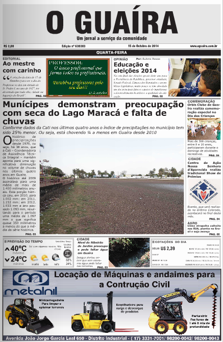 Jornal O GUAÍRA - Edição de 16:outubro:2014 (quarta-feira)