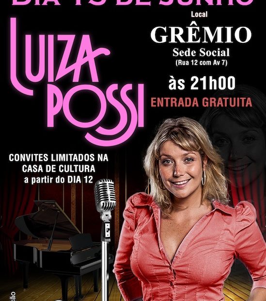 Guaíra terá show com Luiza Possi de graça