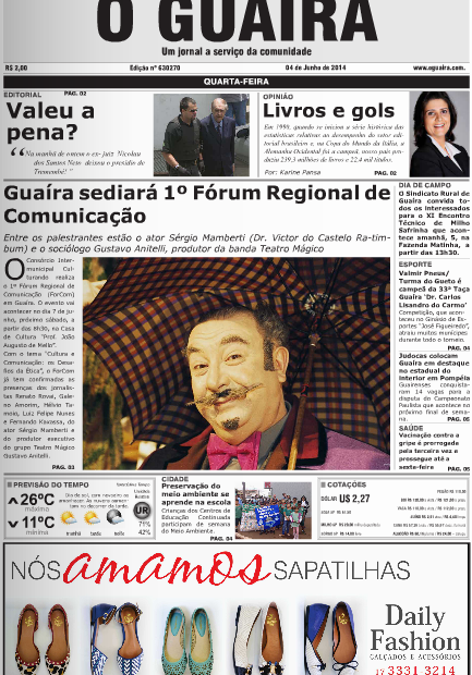 CAPA JORNAL O GUAIRA 04 DE JUNHO DE 2014