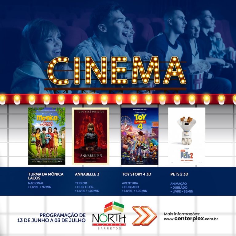 TURMA DA MÔNICA – LAÇOS, ANNABELLE 3 E PETS 2 SE JUNTAM A TOY STORY 4 NA PROGRAMAÇÃO DE PRÉ-FÉRIAS DO CENTERPLEX NORTH SHOPPING