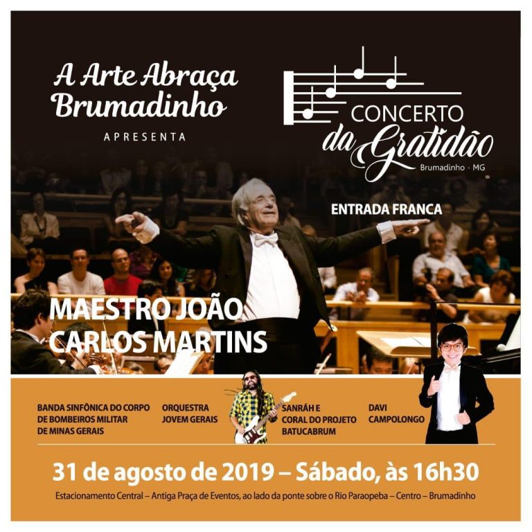 “ARTE ABRAÇA BRUMADINHO” REALIZA CONCERTO DA GRATIDÃO COM O MAESTRO JOÃO CARLOS MARTINS