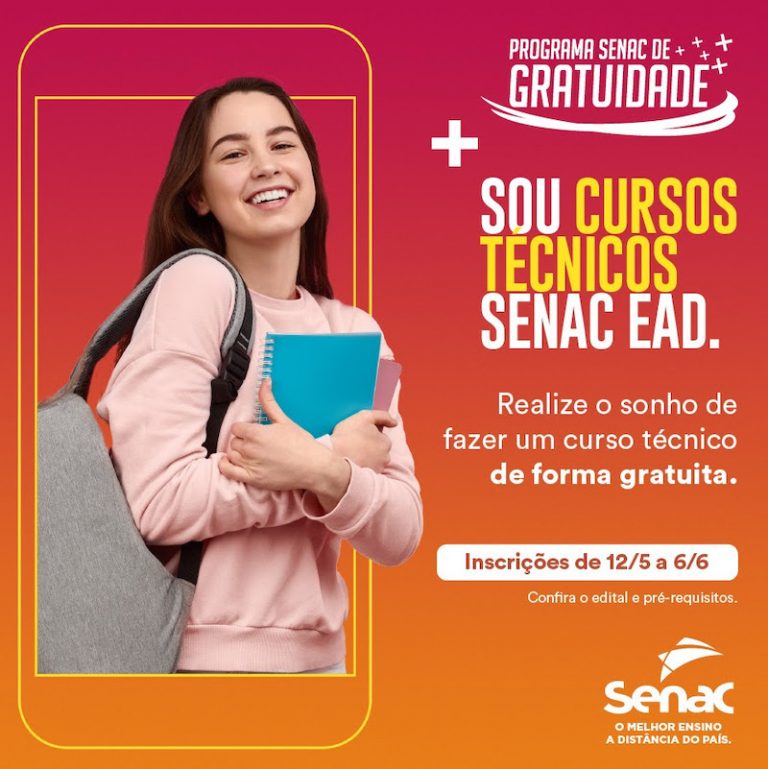 Últimos dias para inscrições em seis cursos técnicos gratuitos do Senac EAD