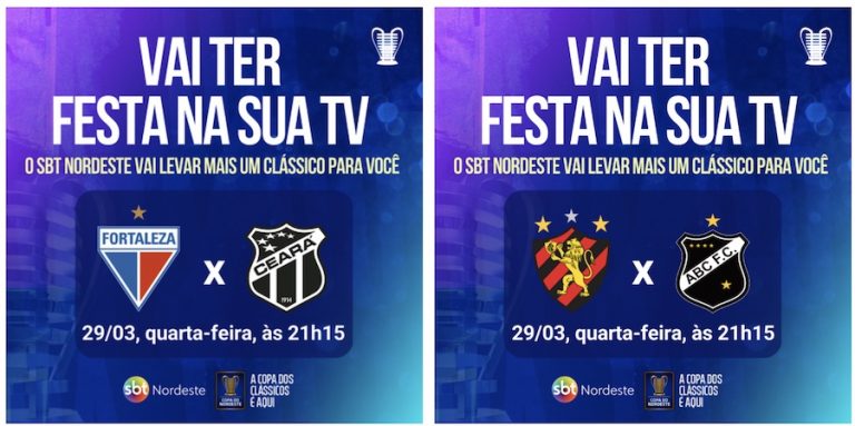 Vale vaga na final! SBT Nordeste transmite Fortaleza x Ceará e Sport x ABC
