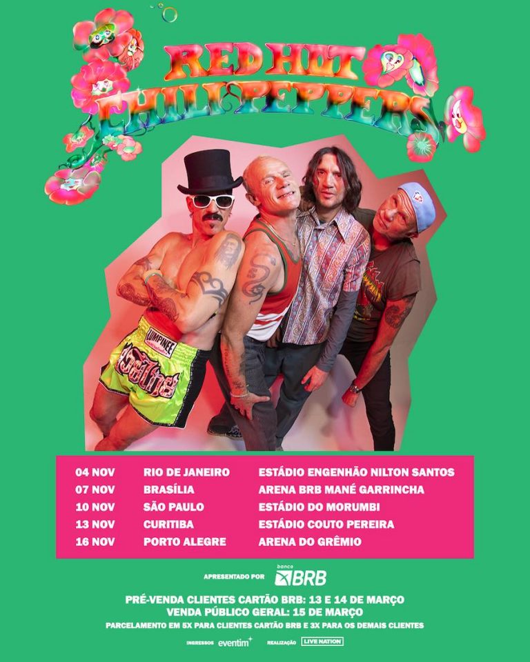 Red Hot Chili Peppers traz sua Unlimited Love Tour para cinco cidades do Brasil em 2023