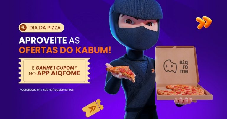 Parceria entre KaBuM! e aiqfome disponibiliza cupons no Dia da Pizza