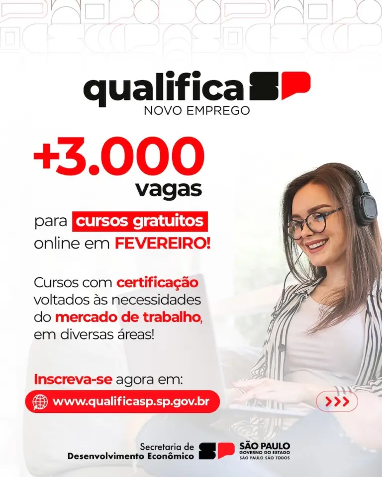 Capacitação gratuita: Qualifica SP tem 3.000 vagas abertas para cursos online