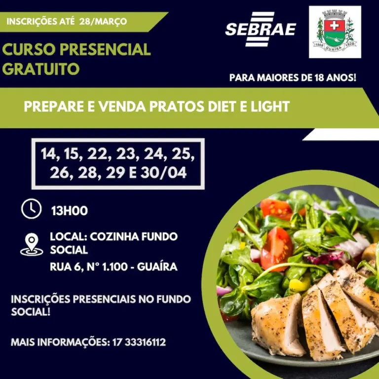 Prefeitura de Guaíra e SEBRAE oferecem o curso ‘Aprenda a Preparar e Vender Pratos Light e Diet’