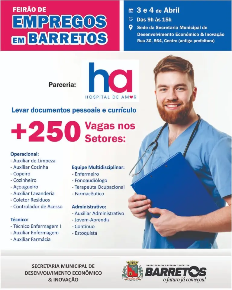 Barretos: Feirão de Empregos com mais de 250 vagas é nesta quinta e sexta-feira, 3 e 4 de abril