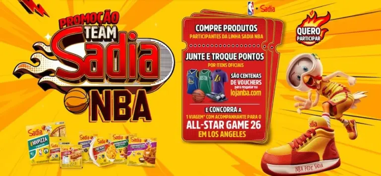 Promoção Team Sadia NBA sorteia viagem para o All-Star Game 2026