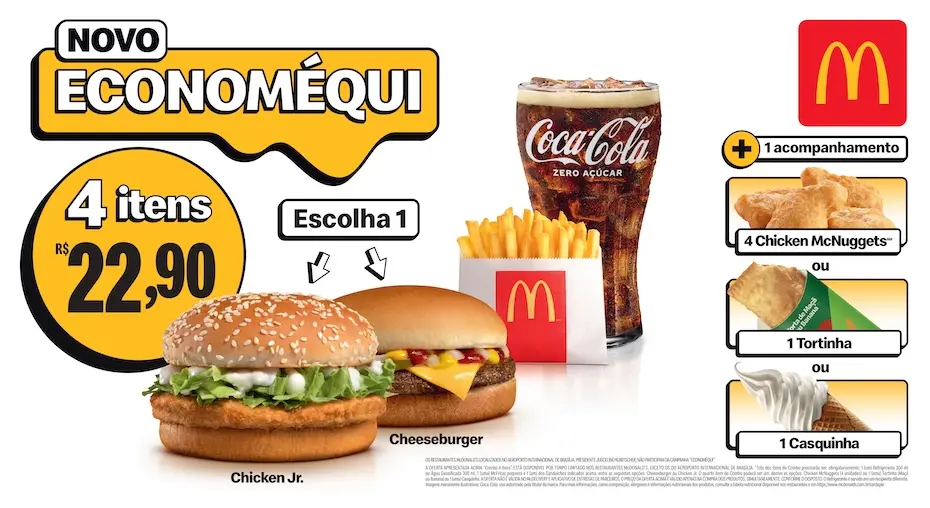 Economéqui é vantagem que cabe no bolso: McDonald's anuncia oferta com quatro itens por R$ 22,90