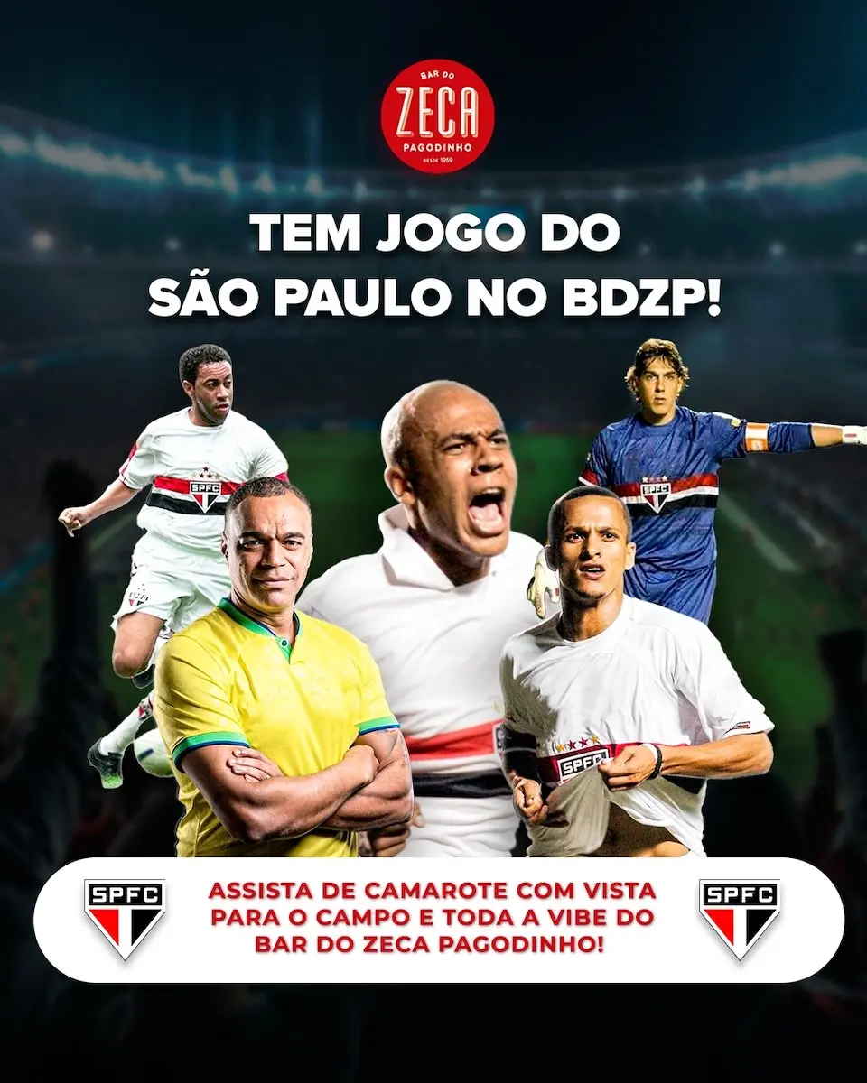 Bar Do Zeca Pagodinho terá camarote especial durante jogo festivo do São Paulo