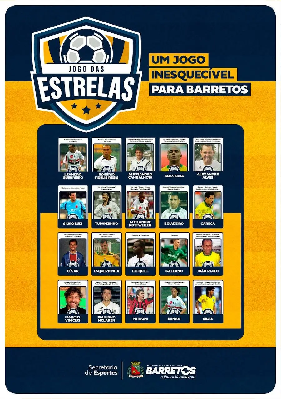 Jogo das Estrelas reúne grandes nomes do futebol em ação solidária em Barretos