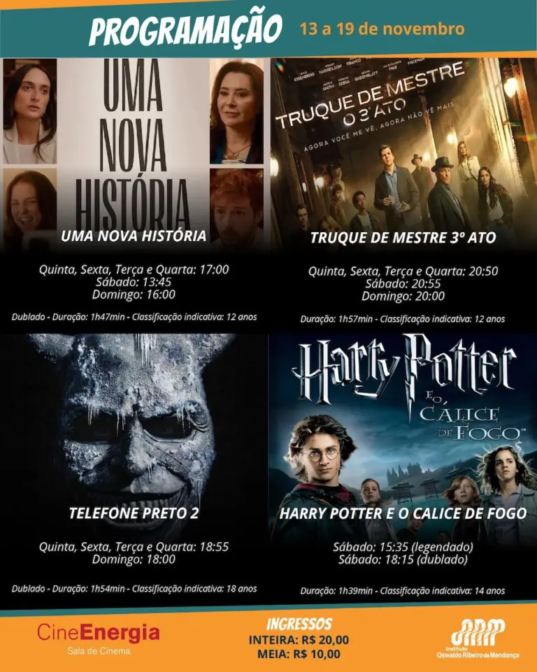 Sorteio de ingressos e filmes da semana no Cine Energia em Guaíra!