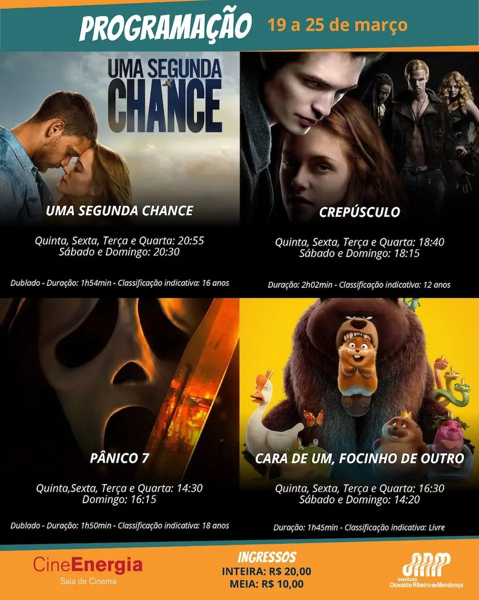 Cine Energia Guaíra: confira os filmes e horários de 19 a 25 de março