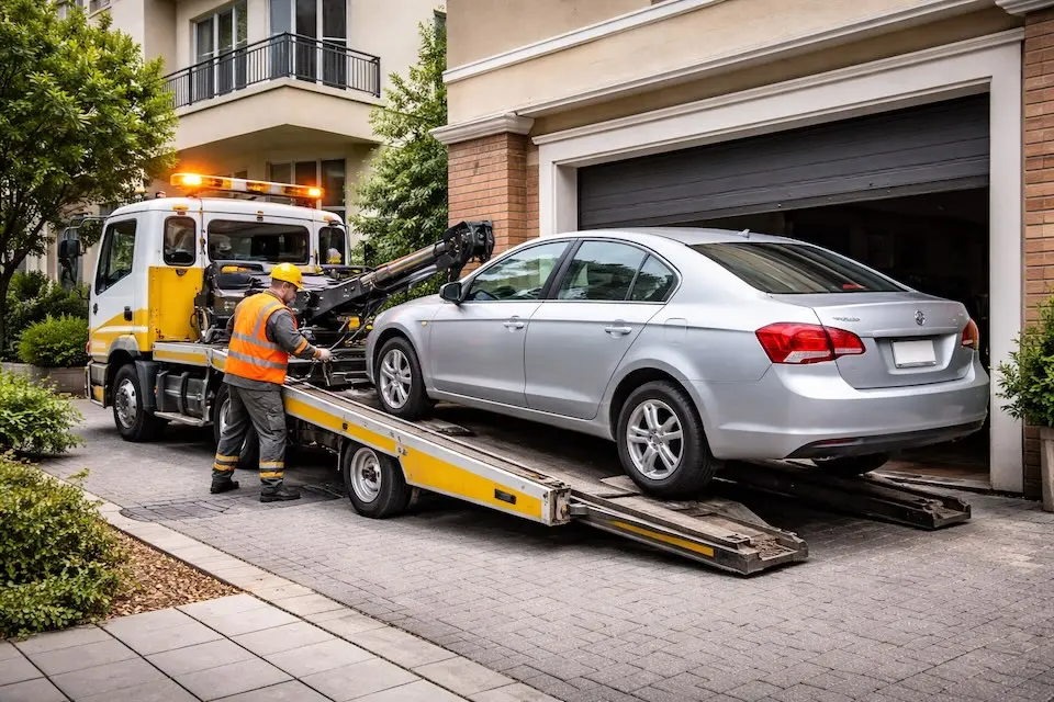 Como chamar um reboque para carro estacionado na frente da garagem​