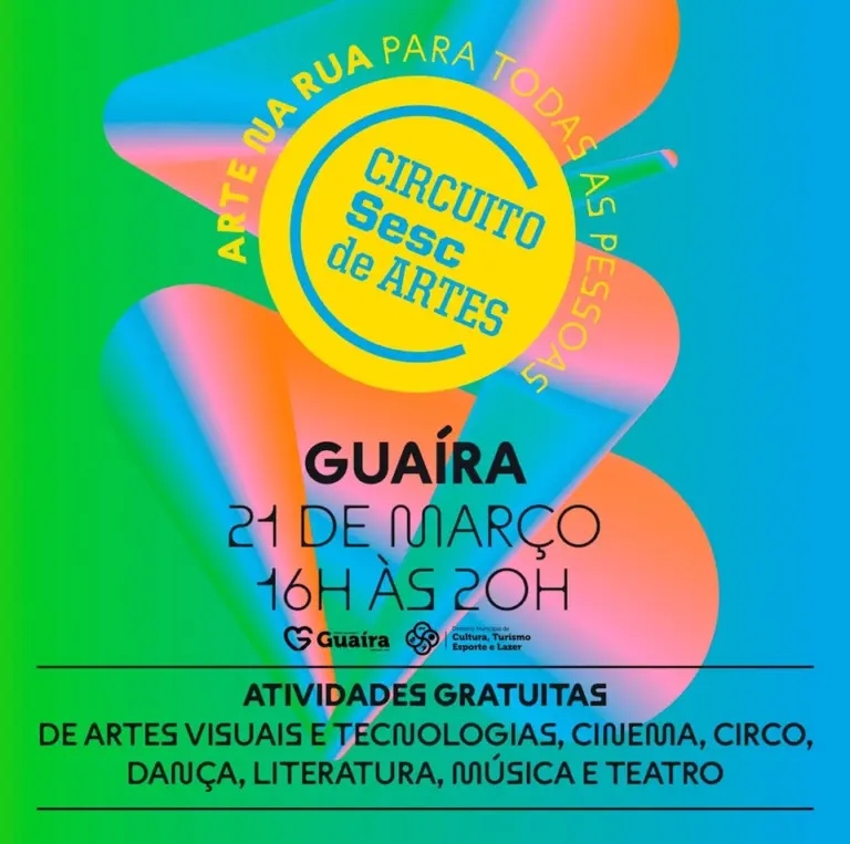 Sábado em Guaíra terá cultura e lazer grátis com o Circuito Sesc de Artes