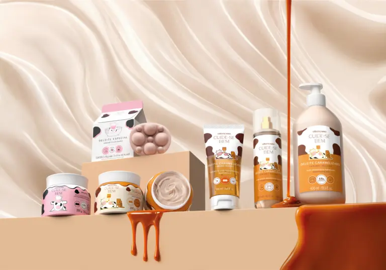 A collab das vaquinhas: O Boticário transforma novo Cuide-se Bem Deleite Caramelizado em milkshake com parceria inédita com a Milky Moo