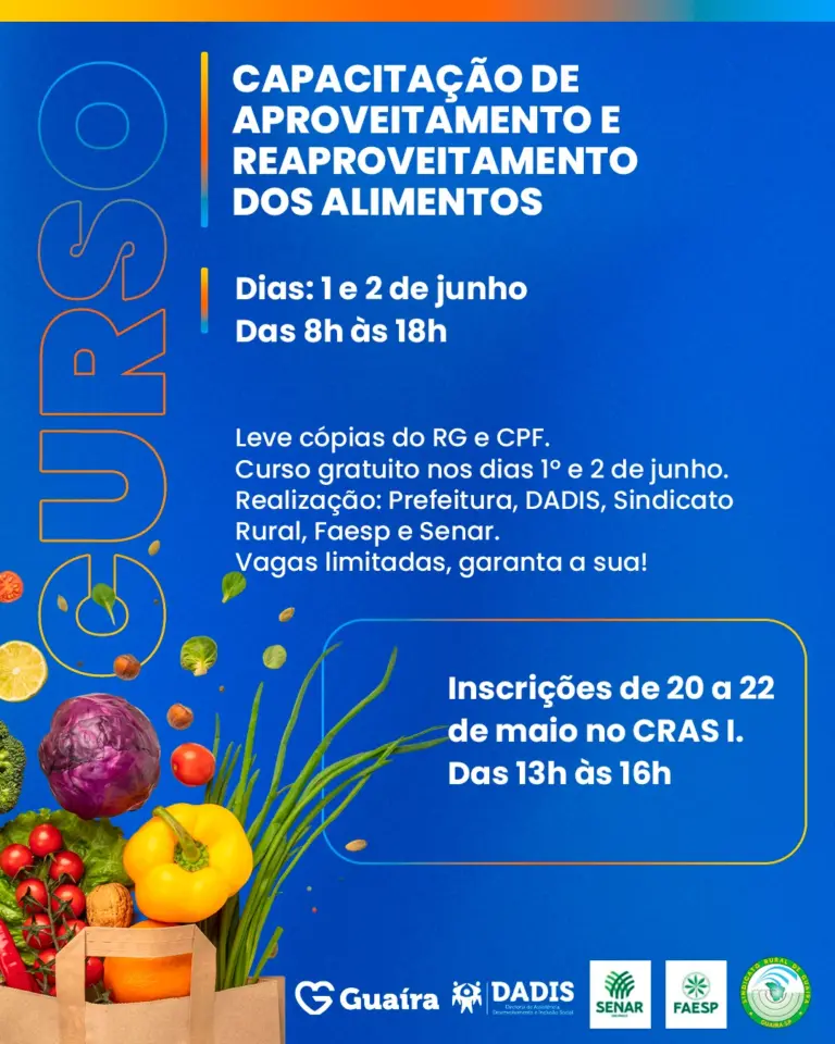 Curso Gratuito: Aprenda a Reaproveitar Alimentos e Economizar em Guaíra