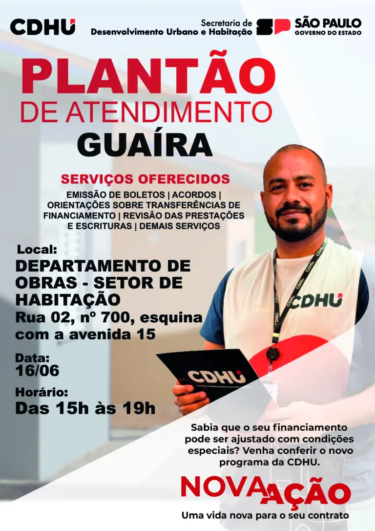 Guaíra: mutirão habitacional da CDHU resolve pendências em 16/06
