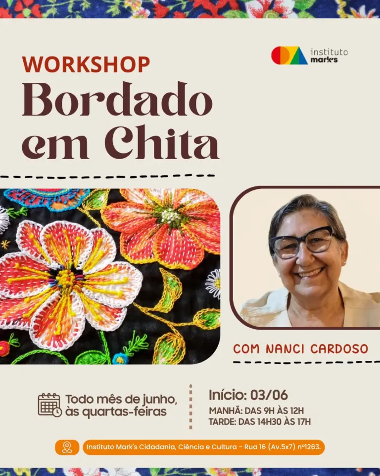 Instituto Mark’s promove curso de Bordado em Chita durante todo o mês de junho