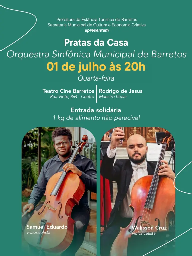 Orquestra Sinfônica Municipal de Barretos apresenta concerto “Pratas da Casa” no dia 1º de julho