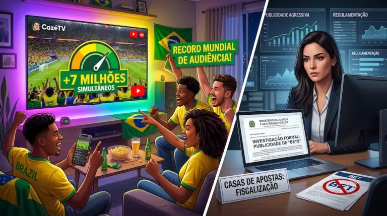 CazéTV quebra recorde mundial de audiência em jogo da Seleção, mas vira alvo de investigação por publicidade de ‘bets’