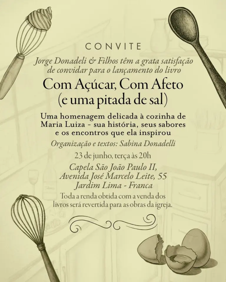 Véspera de S. João em Franca tem lançamento de livro com toda renda revertida para obra social