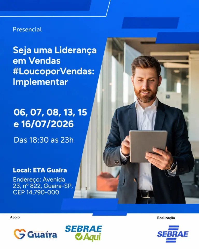 Domine o mercado: curso prático de liderança em vendas chega a Guaíra