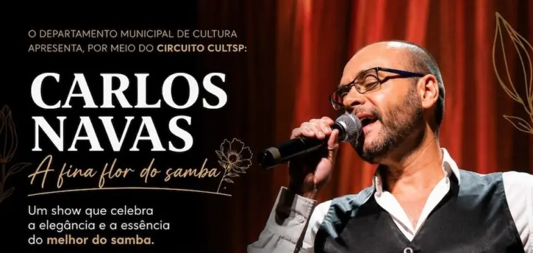 Carlos Navas traz o espetáculo “A Fina Flor do Samba” em apresentação gratuita em Guaíra
