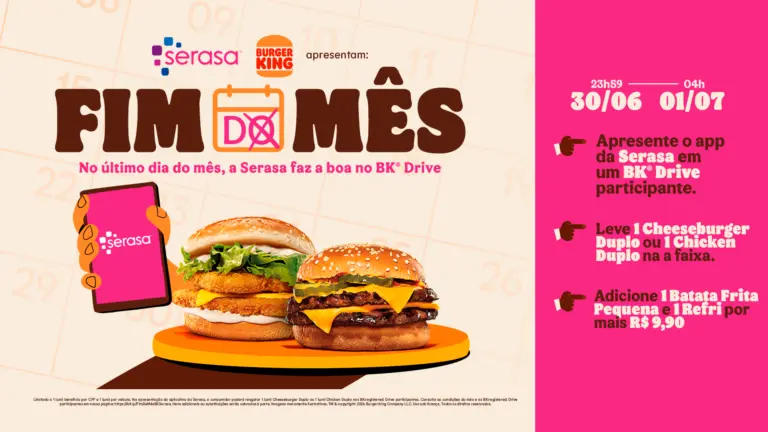 “Perdendo o sono com os boletos?”: Burger King® e Serasa distribuem sanduíche na faixa na madrugada de fim de mês