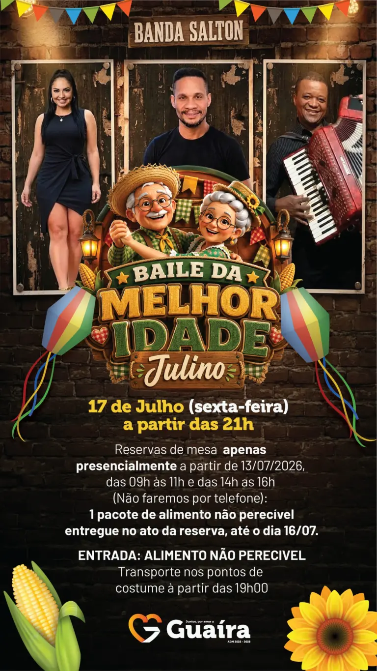 Guaíra promove Baile da Melhor Idade Julino nesta sexta-feira