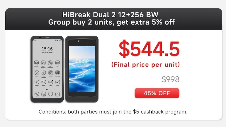 Primeiro smartphone E Ink de tela dupla grande do mundo com 80 FPS chegou ao Kickstarter em 10 de julho: Bigme HiBreak Dual 2 a partir de apenas US$ 544,50