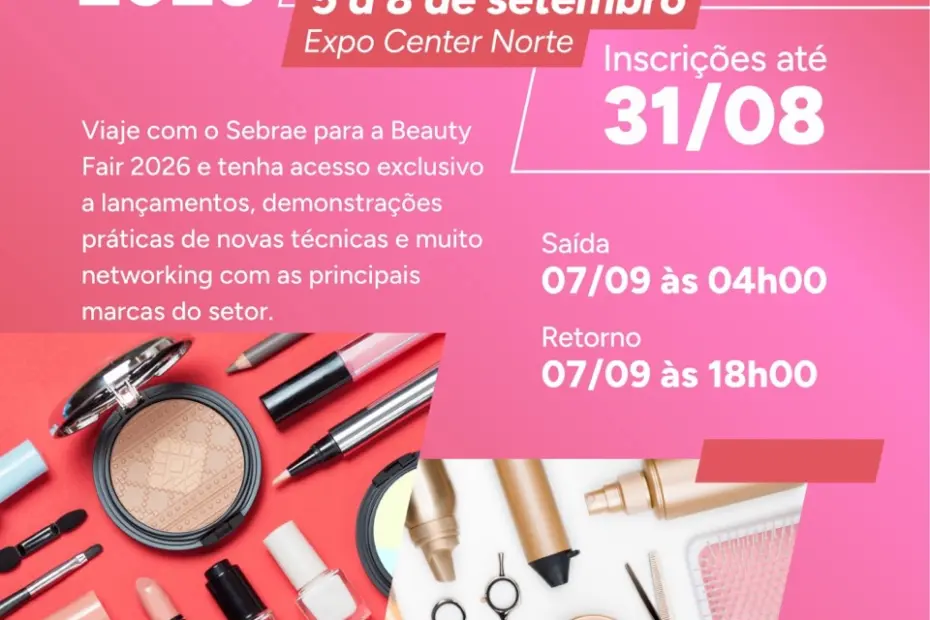 Cartaz da missão empresarial de Guaíra e Ipuã para a Beauty Fair 2026