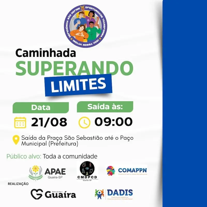 Caminhada Superando Limites mobiliza Guaíra pela inclusão nesta quinta