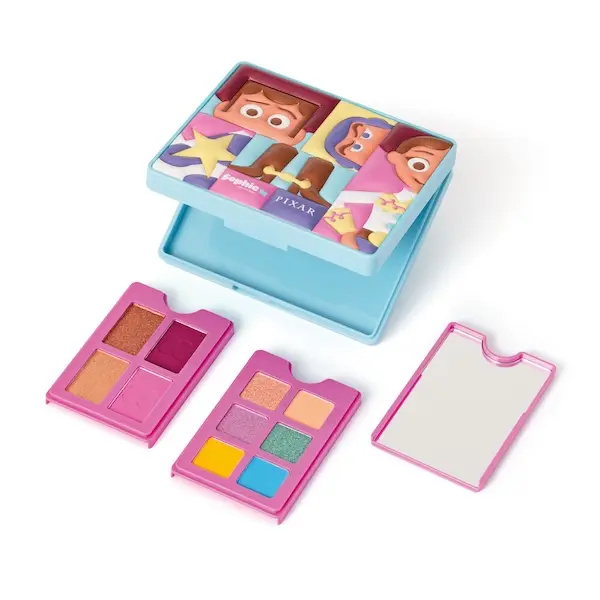 Sophie Palette Caixa Encantada aberta com cartuchos de sombras coloridas e espelho removível