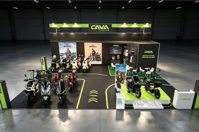 Estande da Cavalletta com motos e veículos elétricos apresentados no Festival Moto Brasil