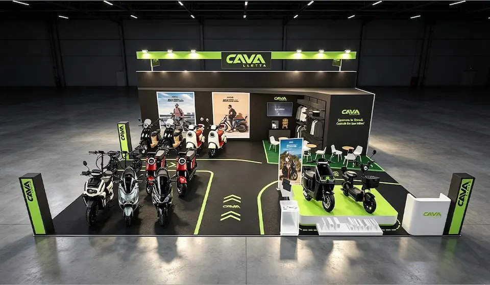Estande da Cavalletta com motos e veículos elétricos apresentados no Festival Moto Brasil
