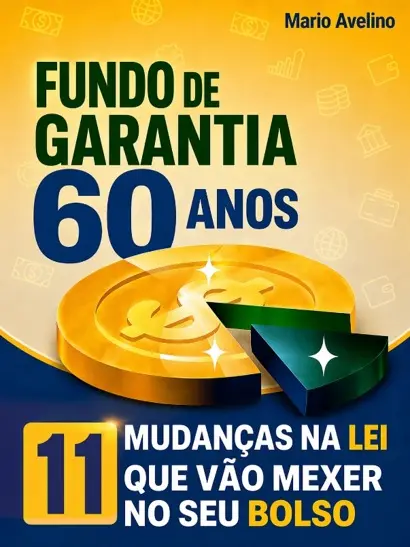 Capa do e-book com o título 'Fundo de Garantia 60 anos', moeda dourada ilustrada e texto '11 mudanças na lei que vão mexer no seu bolso'