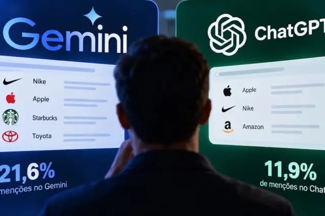 Gemini cita marcas 81% mais que ChatGPT em estudo brasileiro com 6,6 mil consultas